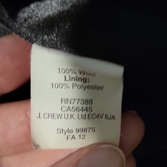 J Crew Charcoal Gray Lady Jacket Blazer Gold Buttons Navy Trim - 10 - Picture 8 of 9